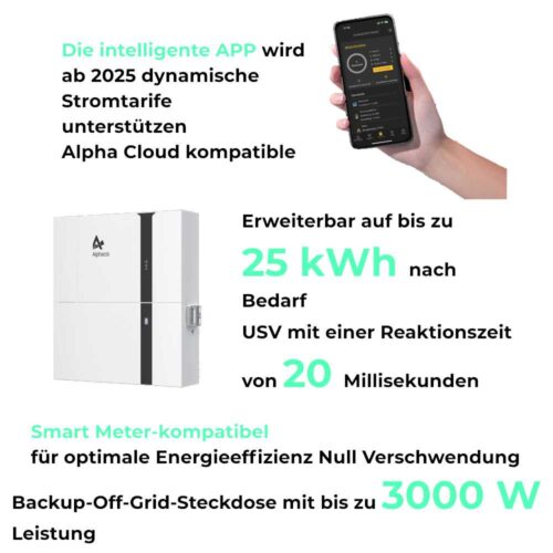 Alpha ESS SMILE-B3-PLUS Heimspeicher und Balkonkraftwerks-Speicher 2 in 1